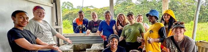 Students build a stove at a service trip in Costa Rica