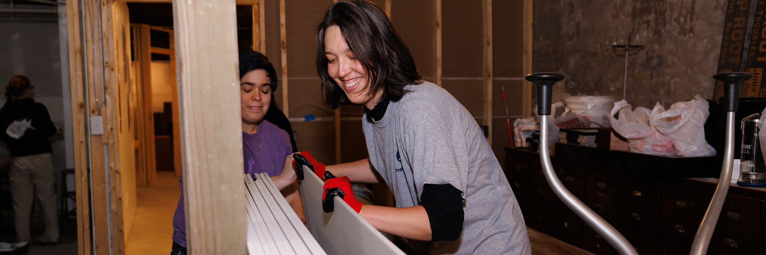 Students volunteers working at the Martin Luther King Jr. Day of Service.